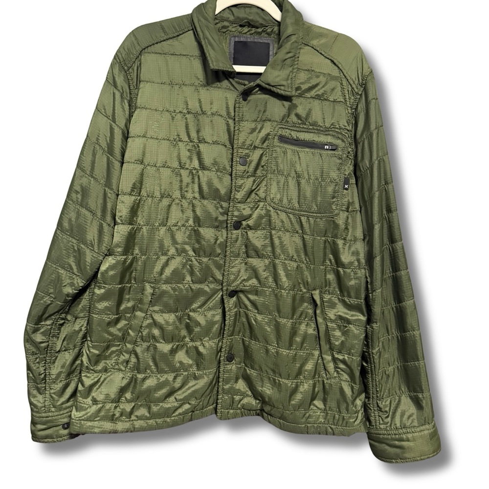 Hurley Olive Quilted Jacket — Streetwear Style (M)
